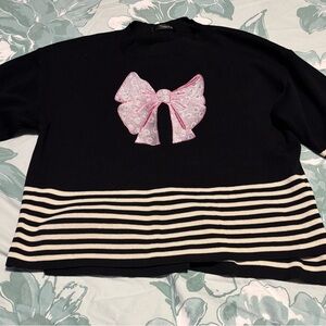 Black and Pink Bow Top
